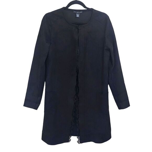 Joan Vass New York jacket black faux suede Office Work dressy M - Picture 1 of 4
